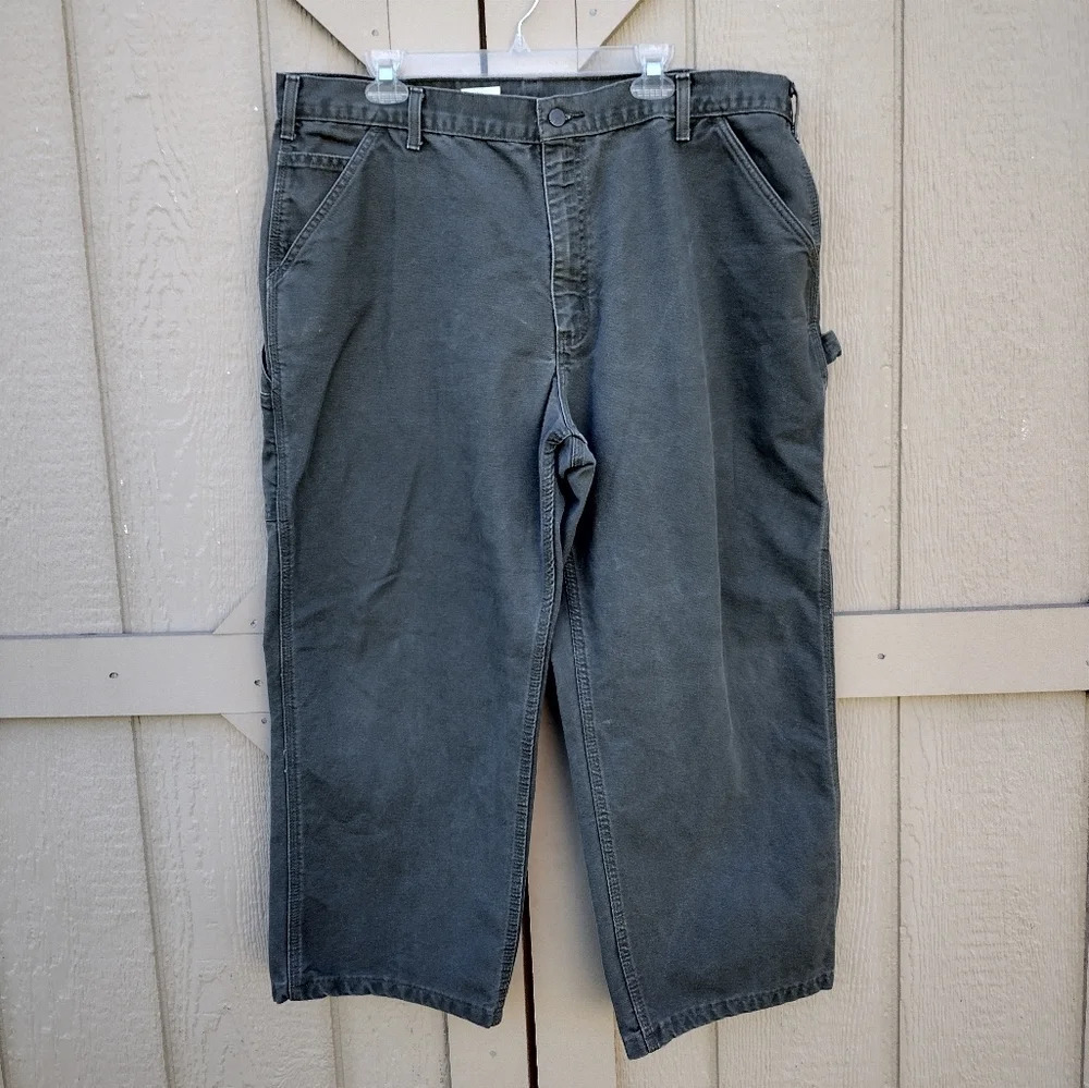 Carhartt #B11 MOS Carpenter Style Dungaree Fit Workwear Pants Gray/Olive 40x30